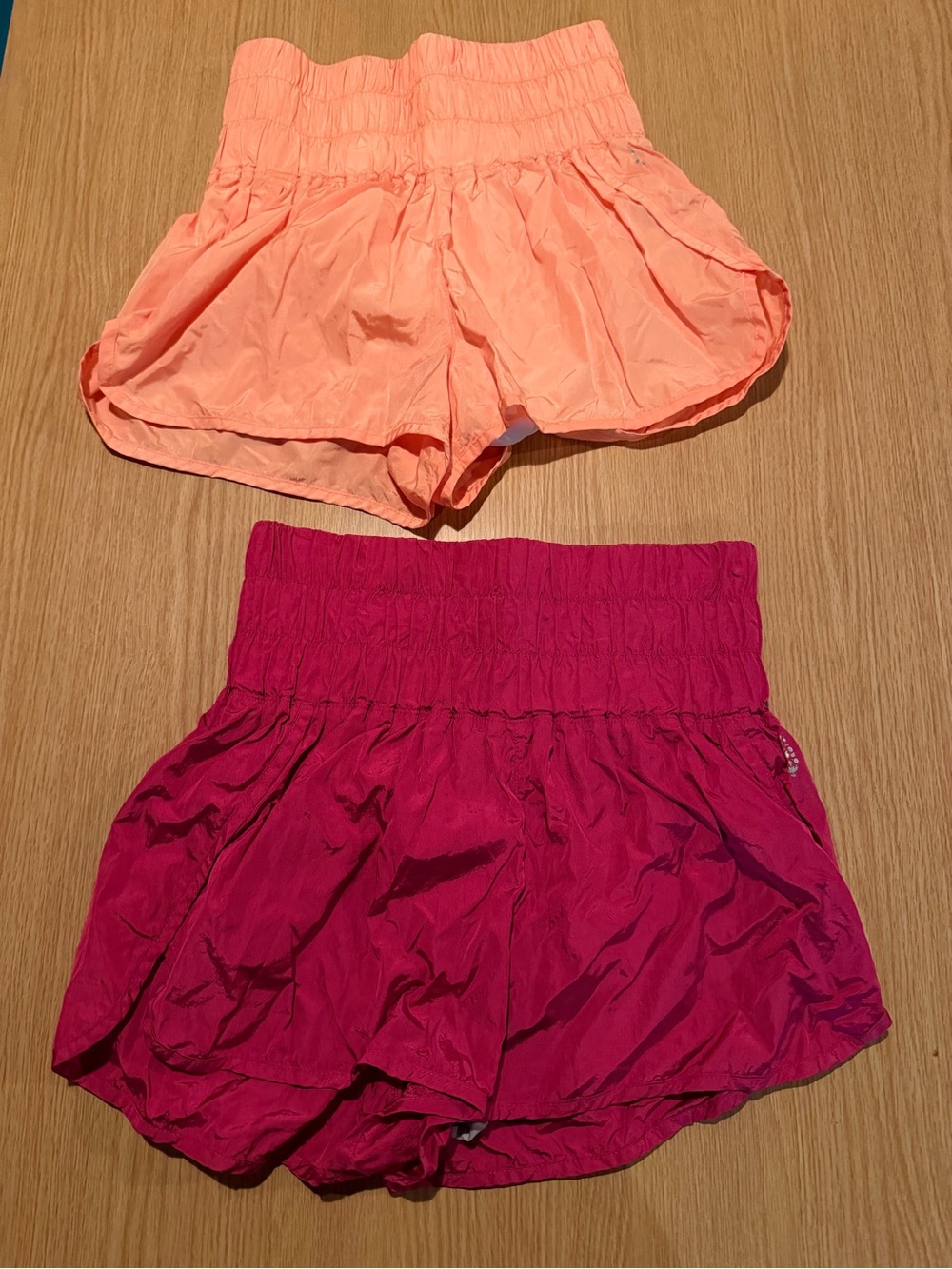 Free People Women’s Smocked Waist Shorts - Peach and Magenta